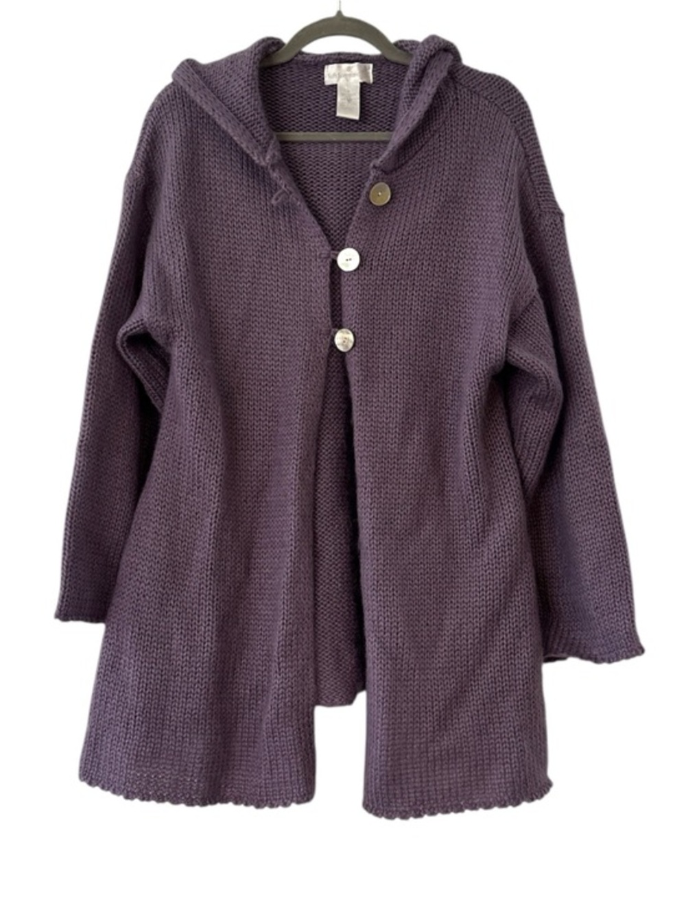 Soft Surroundings Mohair Blend Chunky Oversized Hooded Cardigan Coat Purple S